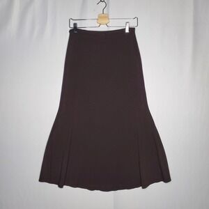 J Jill Flared Skirt XSP Chocolate Brown Stretch Pullon Aline Midi Minimal Preppy
